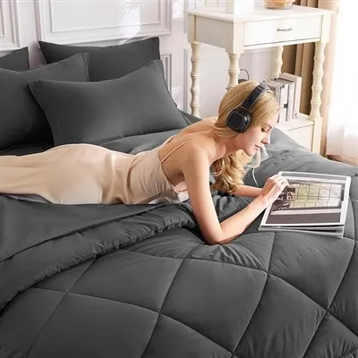 Khoom kim heev Tsaus Grey Poj huab tais Bedding Set